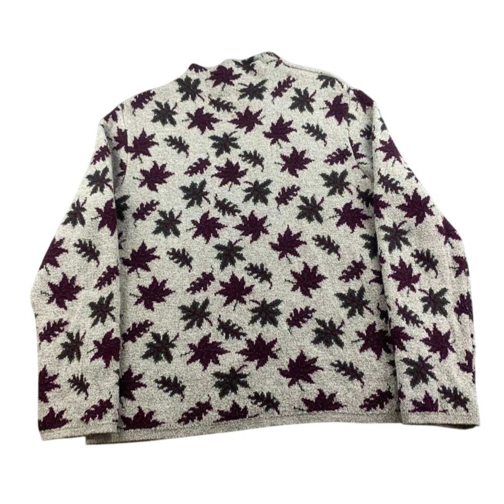 Vintage Unlimited Quest Sweater‎ Women L Maple Leaf Print 1/4 Zip Cotton Canada